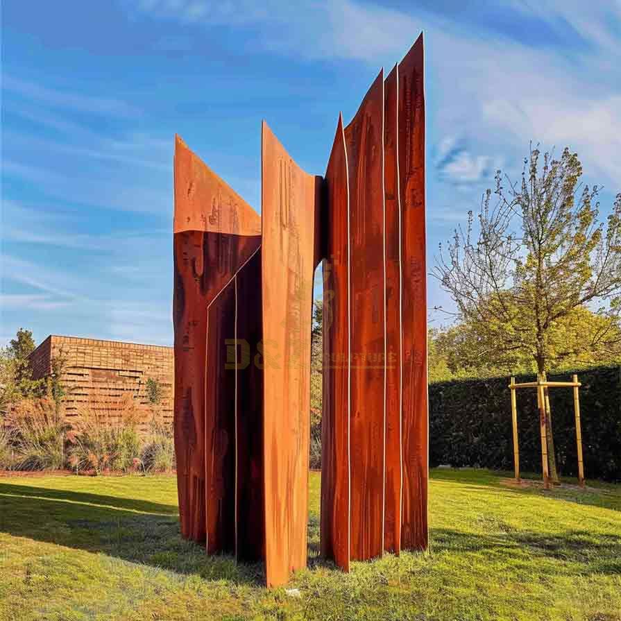 Large geometric abstract Corten steel tree garden sculptures DZ-493