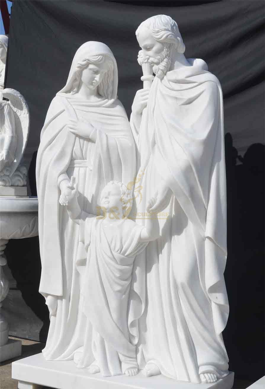 Outdoor White Marble Life Size Catholic Holy Family Statue for Sale DZ-494