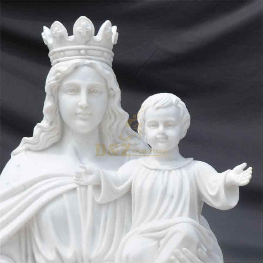 Custom White Marble Virgin Mary Holding Baby Jesus Statue DZ-497