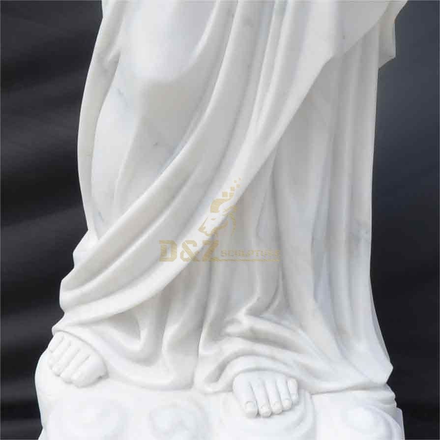 Custom White Marble Virgin Mary Holding Baby Jesus Statue DZ-497