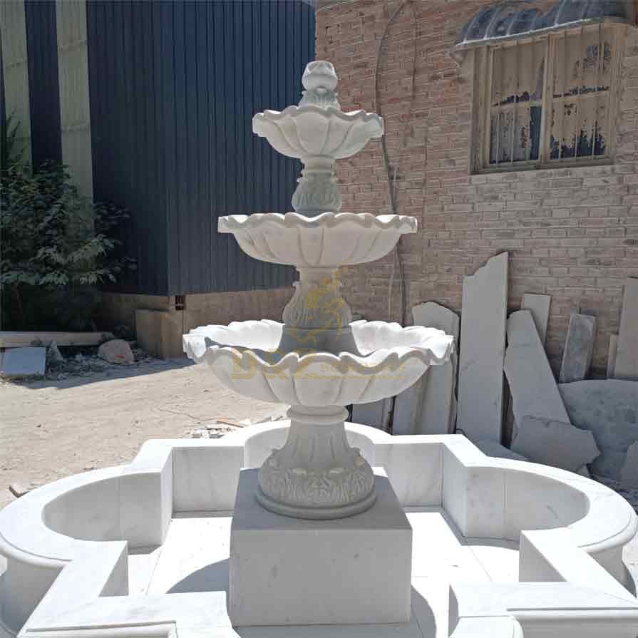 Large White Marble Outdoor Fountain Sculpture For Sale DZ-499