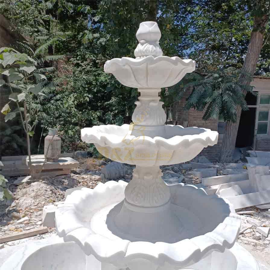 Large White Marble Outdoor Fountain Sculpture For Sale DZ-499