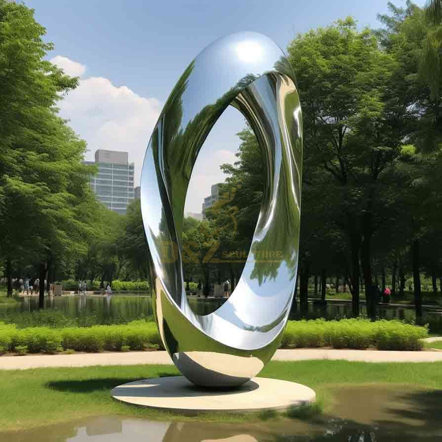 Large mirror stainless steel circle art sculptures for park DZ-510