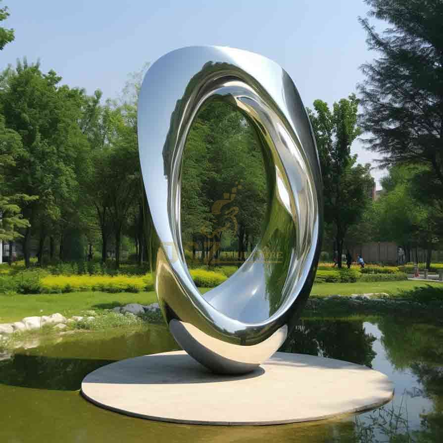 Large mirror stainless steel circle art sculptures for park DZ-510