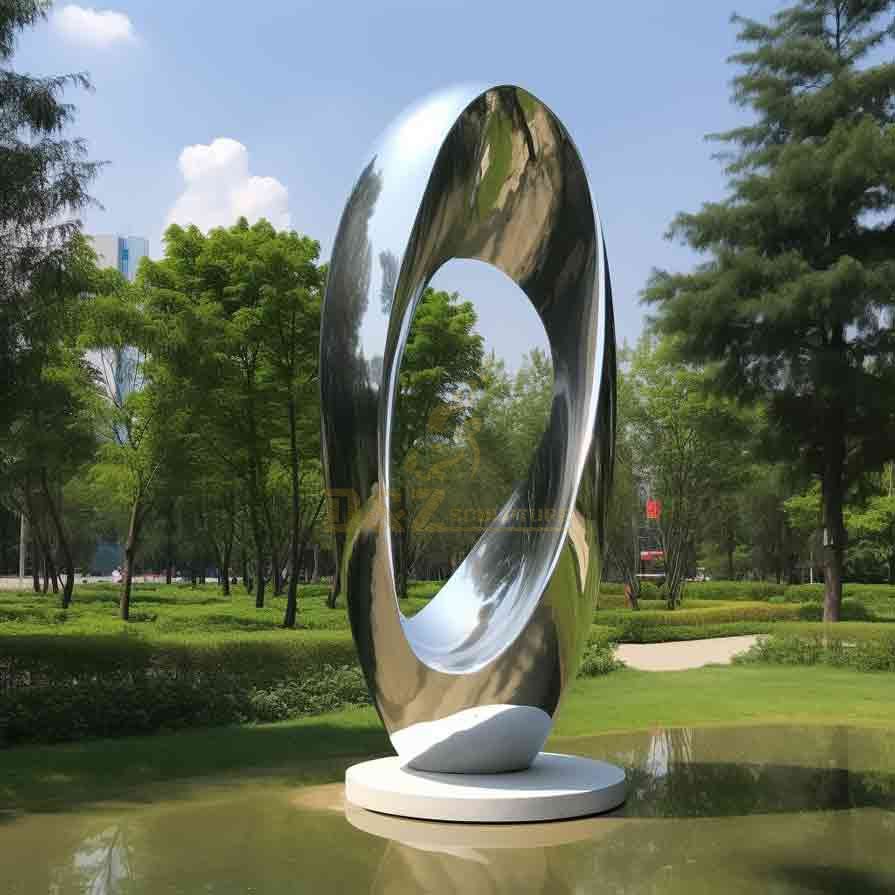 Large mirror stainless steel circle art sculptures for park DZ-510