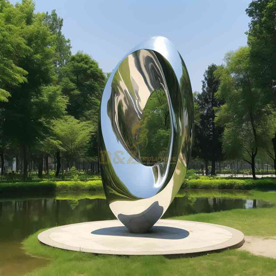 Large mirror stainless steel circle art sculptures for park DZ-510