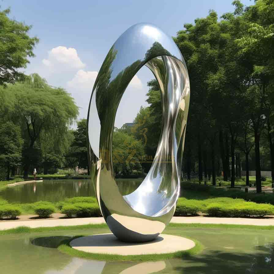 Large mirror stainless steel circle art sculptures for park DZ-510