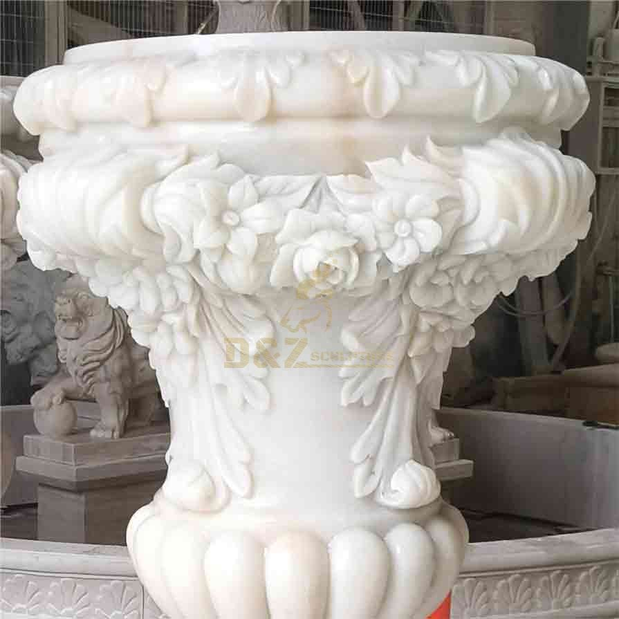 A pair of large natural marble outdoor flower pots for sale DZ-511