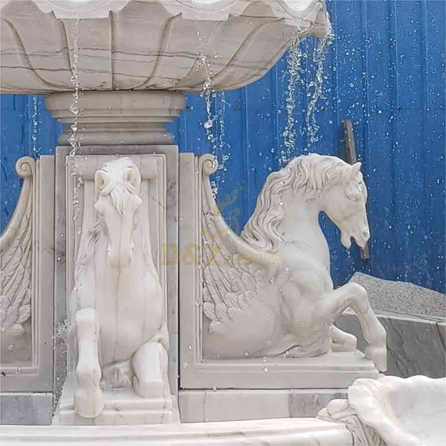 Exquisite Large White Marble Pegasus Fountain Sculpture for Sale DZ-515