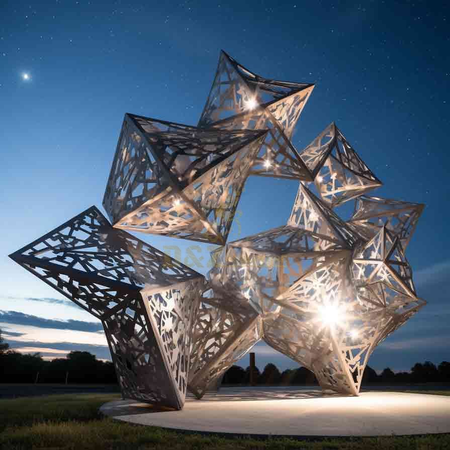 Large Geometric Metal Star Sculpture: Outdoor Abstract Art Installation DZ-516