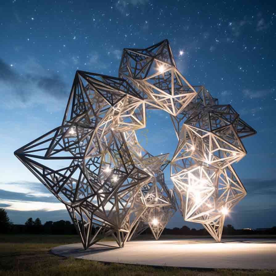 Large Geometric Metal Star Sculpture: Outdoor Abstract Art Installation DZ-516