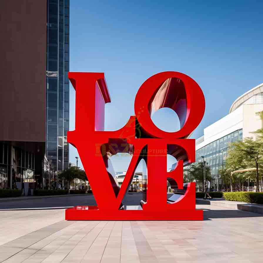 Stainless steel big red love letter sculpture custom DZ-518