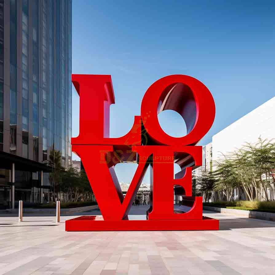 Stainless steel big red love letter sculpture custom DZ-518