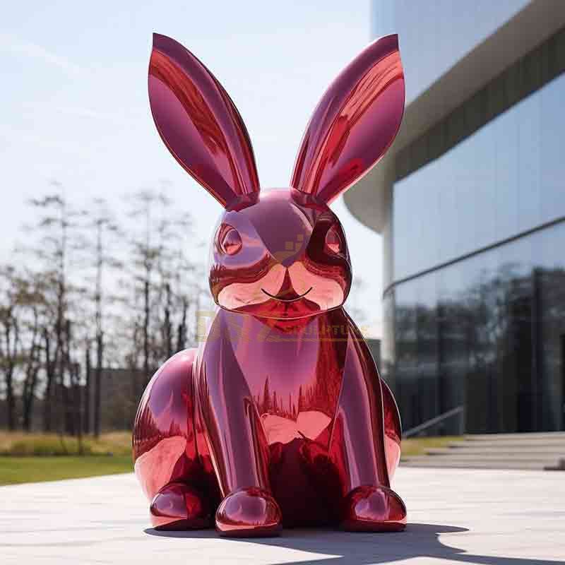 Cute stainless steel rabbit sculpture