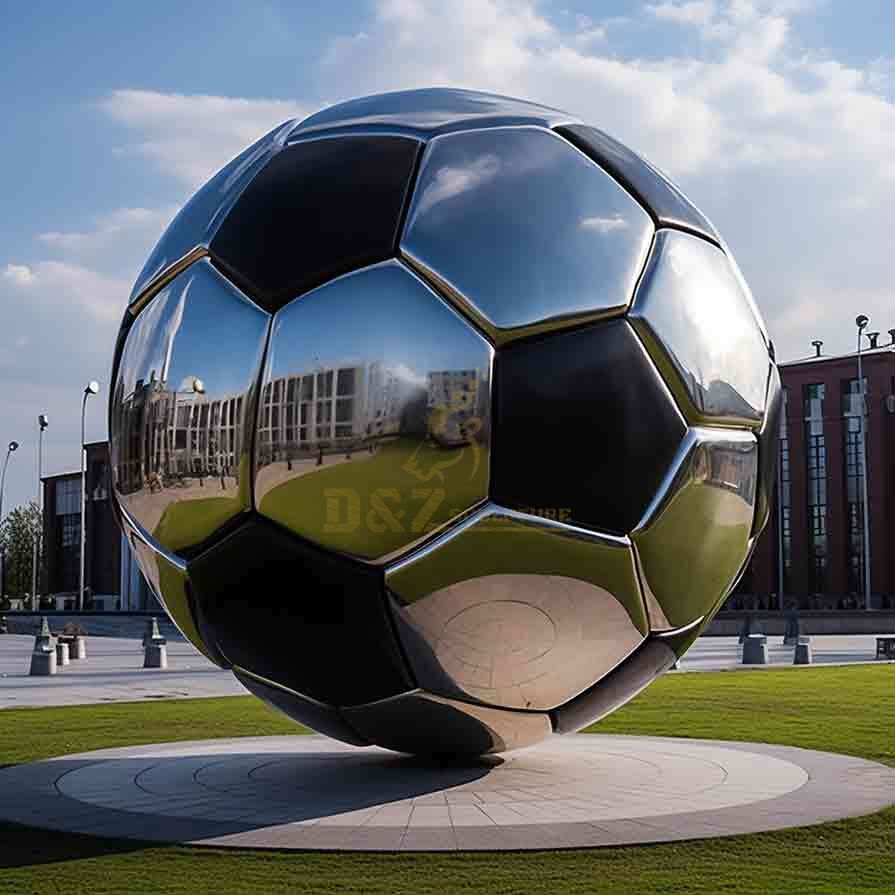 Large stainless steel electroplating football sculpture custom DZ-520