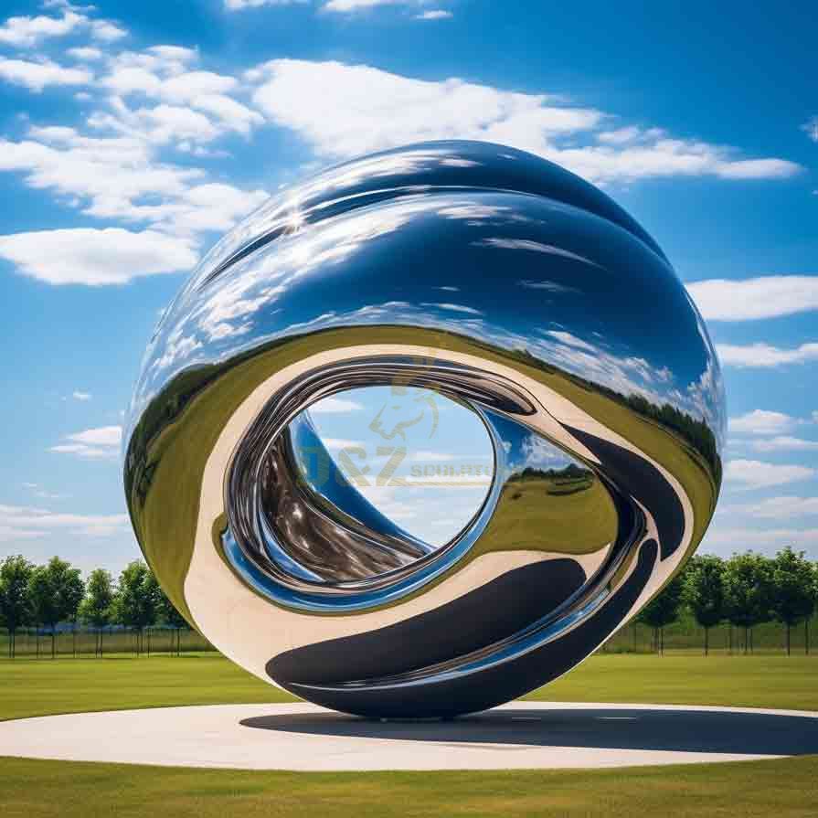 Large outdoor stainless steel abstract sphere sculpture custom DZ-521