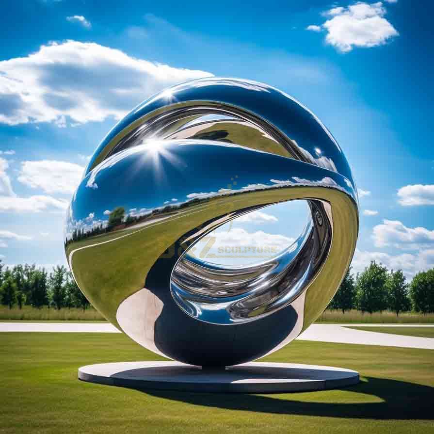 Large outdoor stainless steel abstract sphere sculpture custom DZ-521