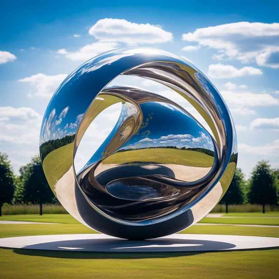 Large outdoor stainless steel abstract sphere sculpture custom DZ-521