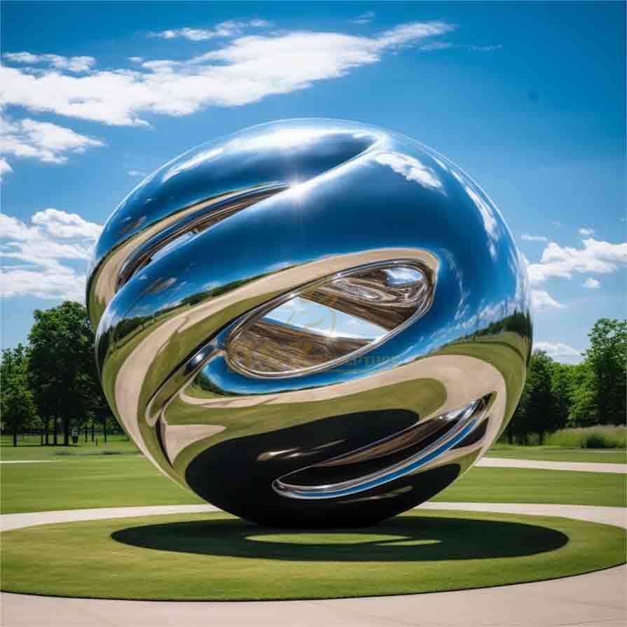 Large outdoor stainless steel abstract sphere sculpture custom DZ-521