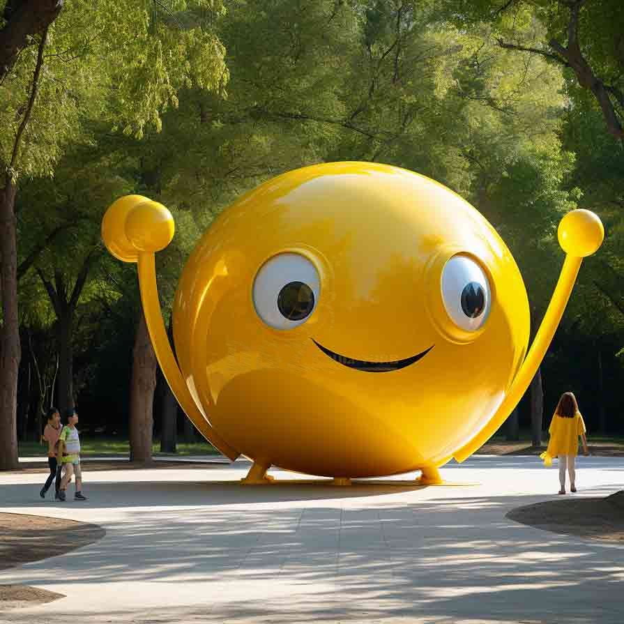 Large yellow emoji metal sculptures with tentacles custom DZ-522