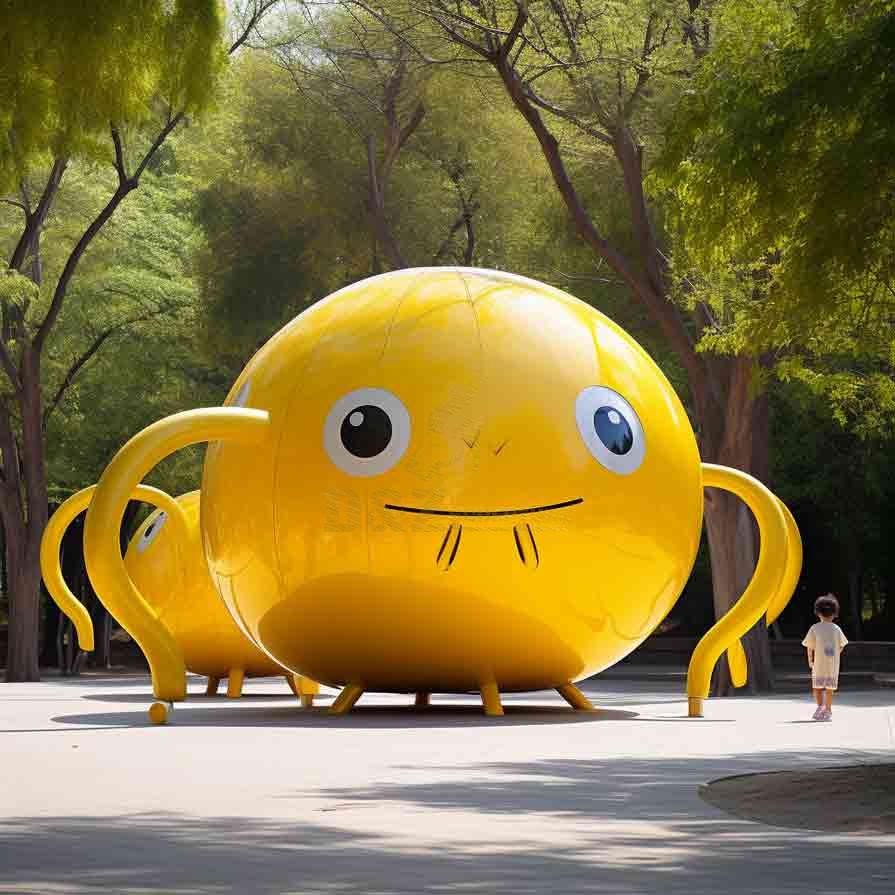 Large yellow emoji metal sculptures with tentacles custom DZ-522