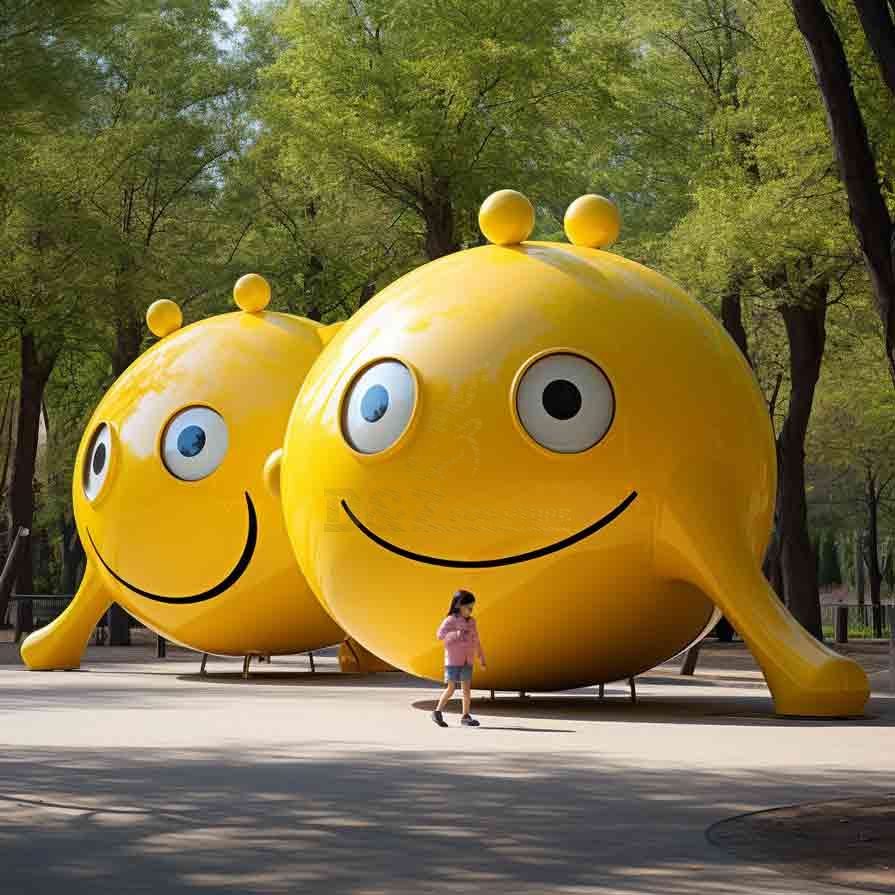 Large yellow emoji metal sculptures with tentacles custom DZ-522