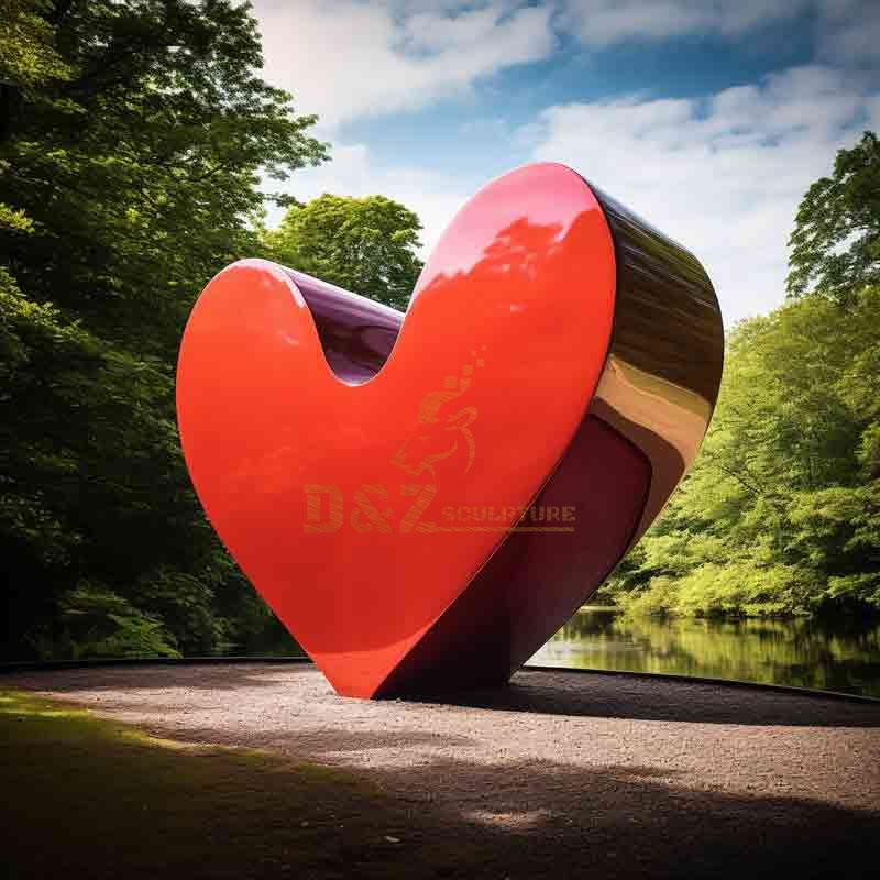 Large famous modern heart shape steel garden sculpture