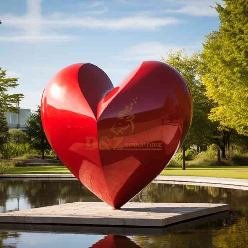 Large famous modern heart shape steel garden sculpture