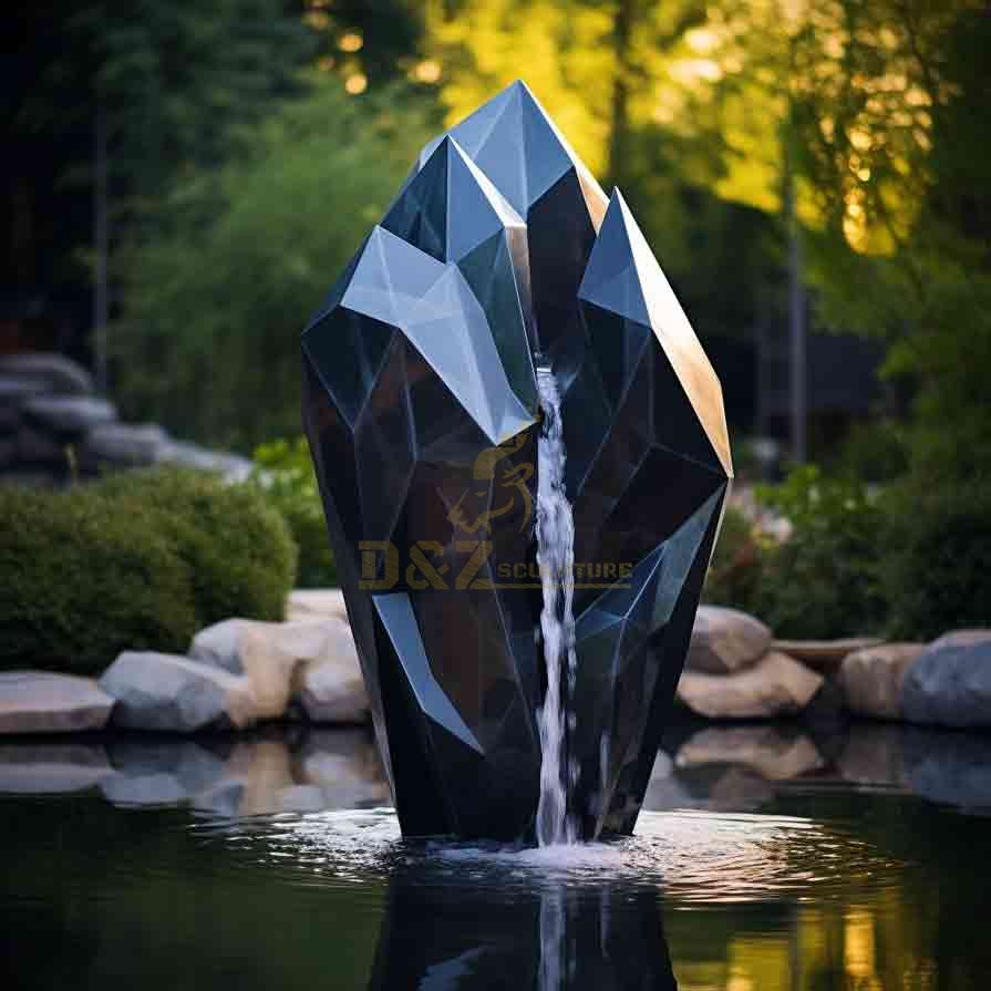 Outdoor Black Diamond Waterfall Fountain Sculpture for Garden DZ-524