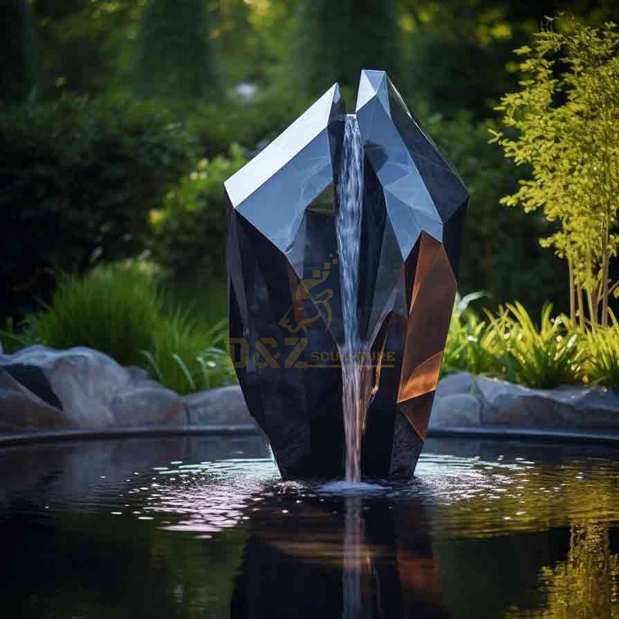 Outdoor Black Diamond Waterfall Fountain Sculpture for Garden DZ-524