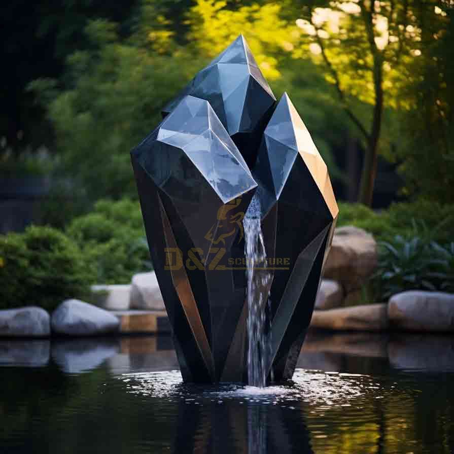 Outdoor Black Diamond Waterfall Fountain Sculpture for Garden DZ-524