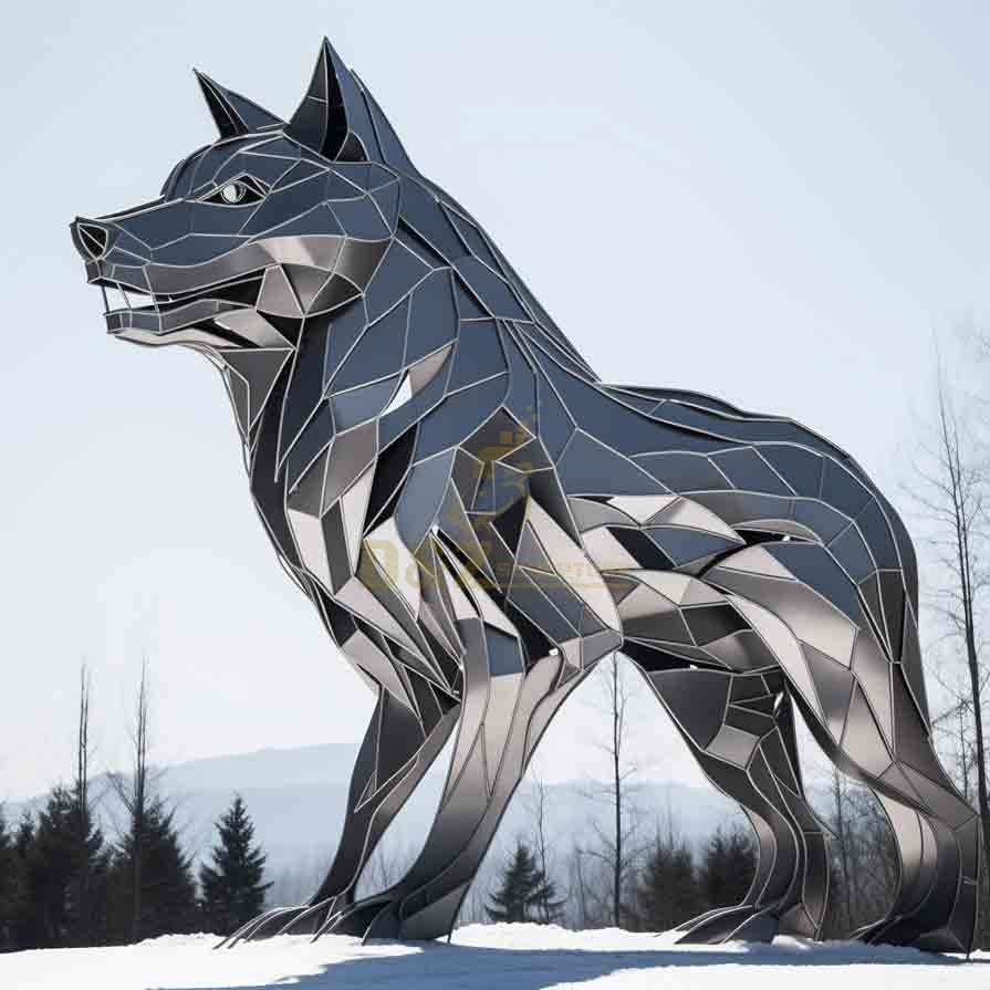 Stainless steel large geometric wolf sculptures for sale DZ-525