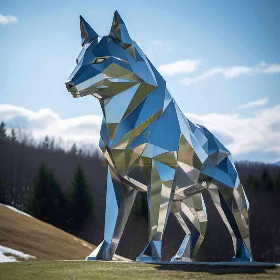 Stainless steel large geometric wolf sculptures for sale DZ-525