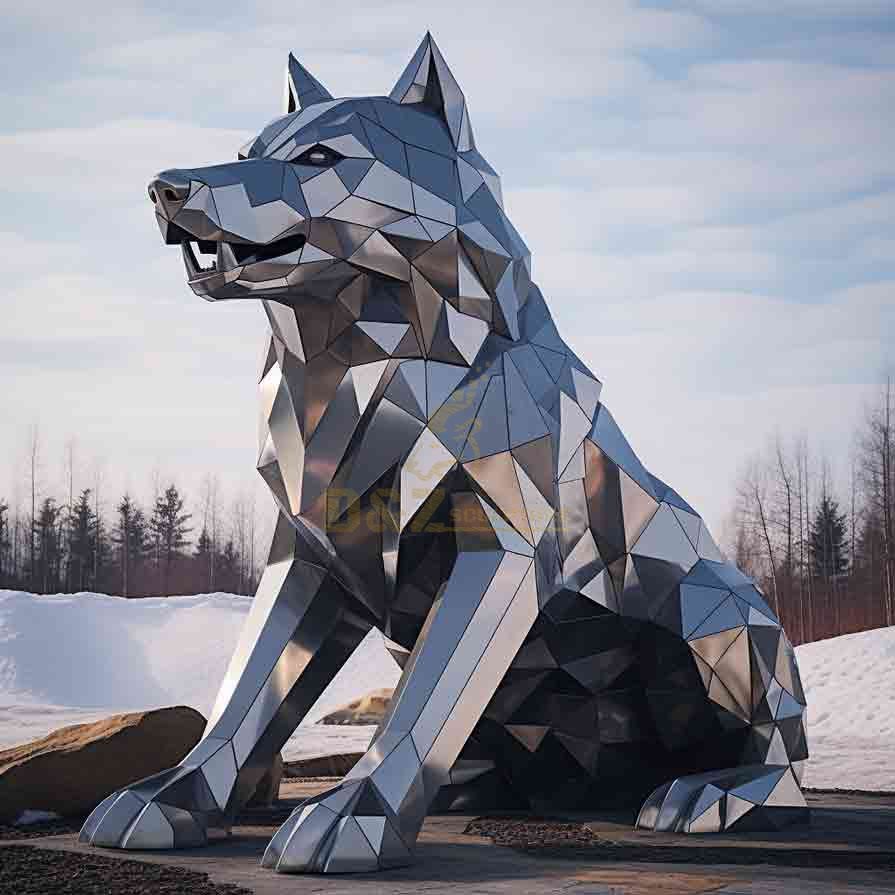 Stainless steel large geometric wolf sculptures for sale DZ-525