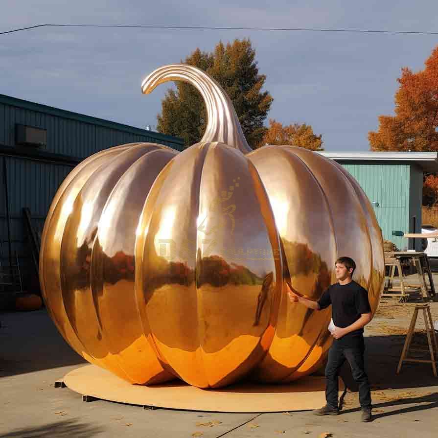 Custom stainless steel giant yellow pumpkin sculpture DZ-527