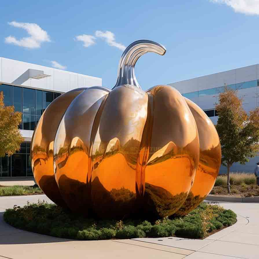 Custom stainless steel giant yellow pumpkin sculpture DZ-527