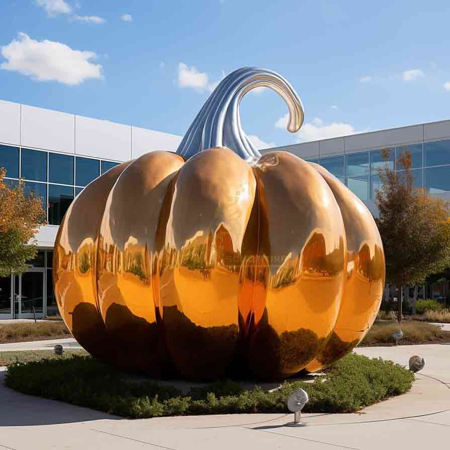 Custom stainless steel giant yellow pumpkin sculpture DZ-527