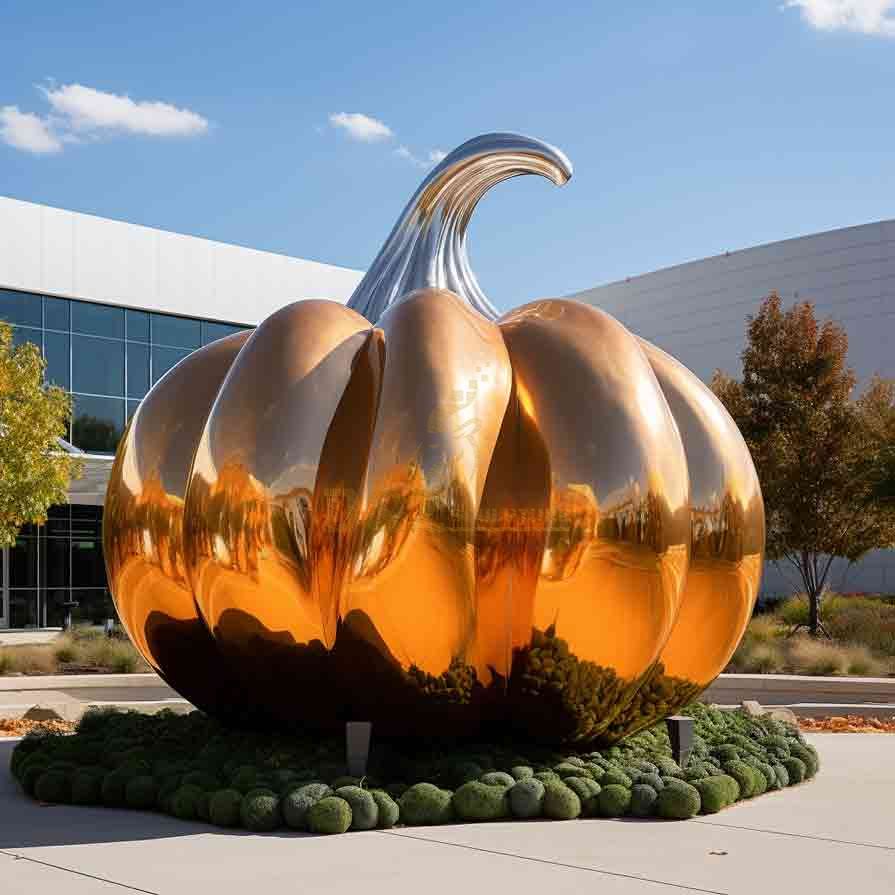 Custom stainless steel giant yellow pumpkin sculpture DZ-527