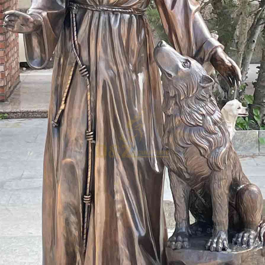 Life Size Bronze St. Francis and Wolf Statue for Sale DZ-537