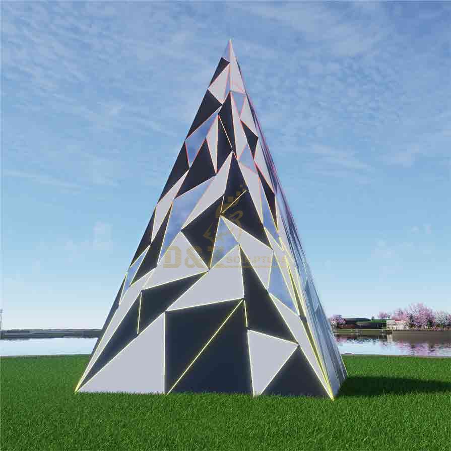 Modern Geometric Triangle Metal Christmas Tree Sculpture for Sale DZ-540