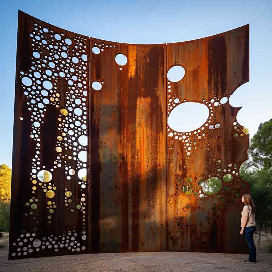 Large decorative corten steel laser cut garden screens sculpture for sale DZ-545