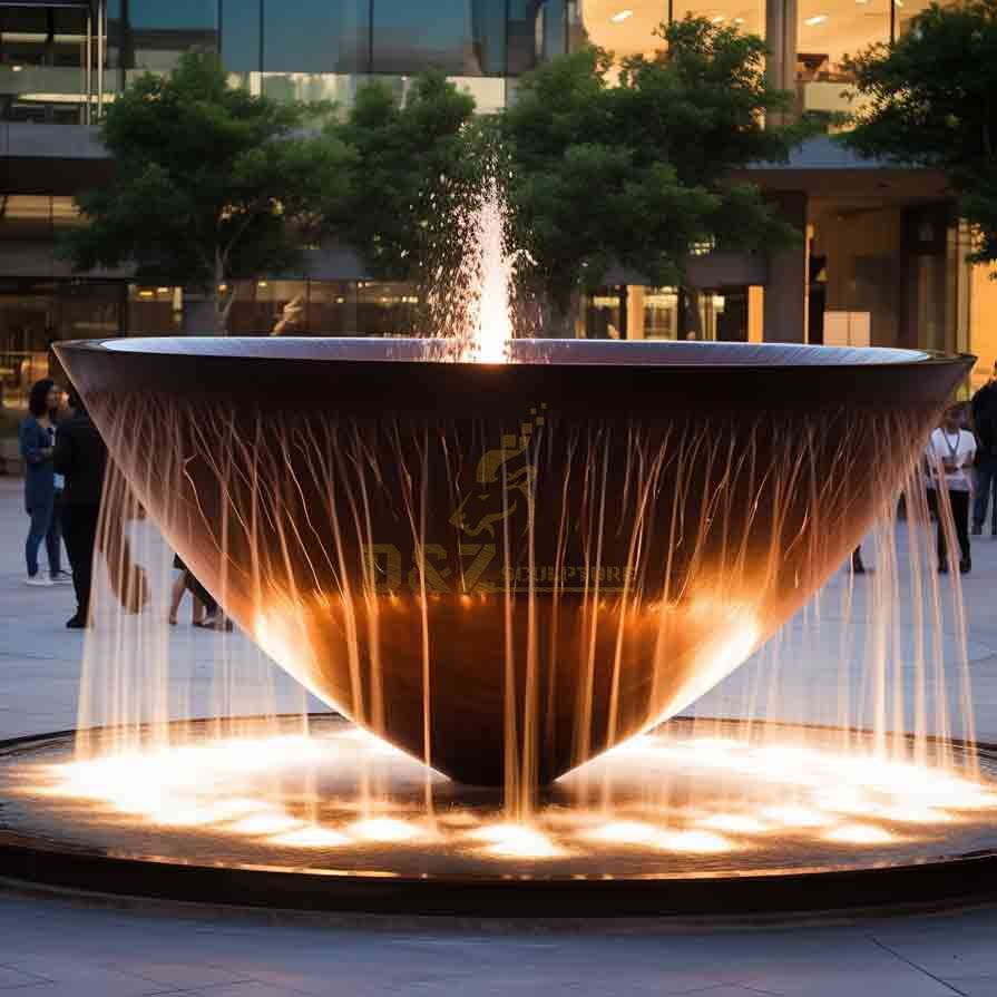 Large Corten steel water bowl fountain sculpture for sale DZ-546