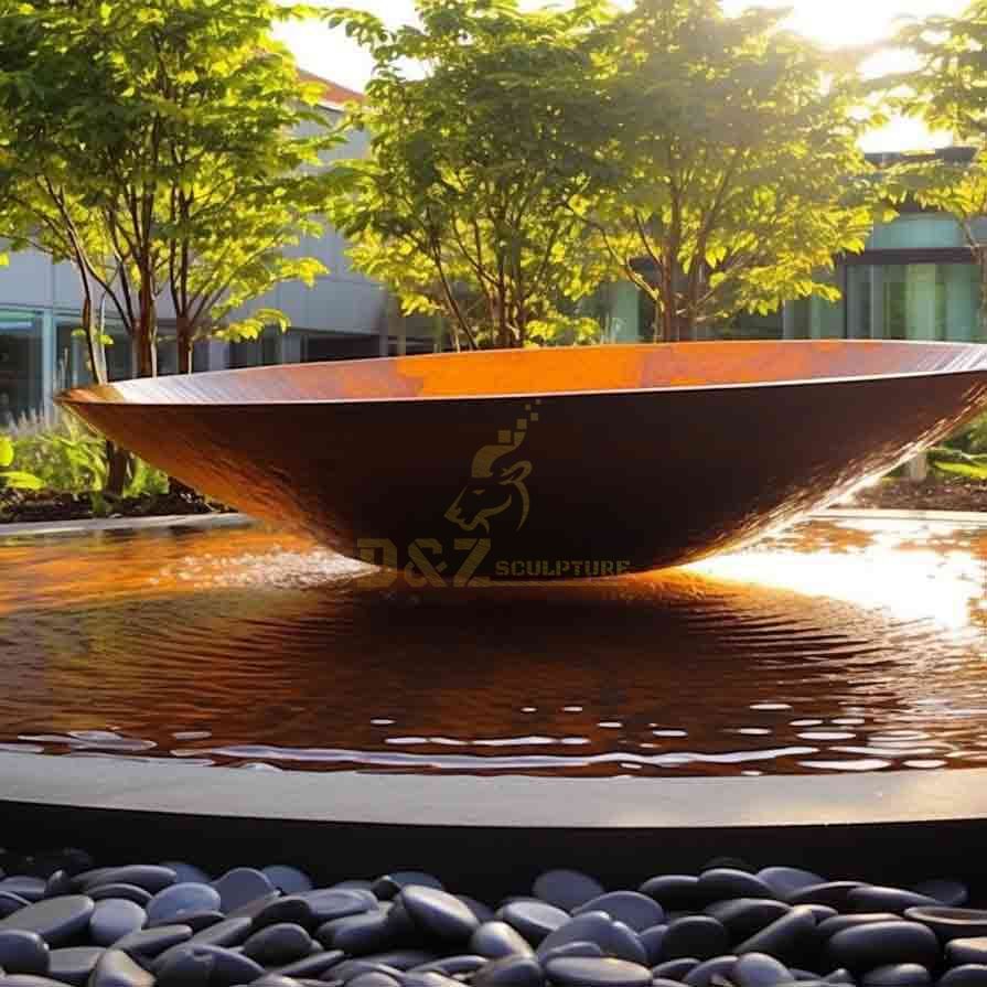 Large Corten steel water bowl fountain sculpture for sale DZ-546