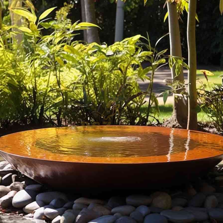 Large Corten steel water bowl fountain sculpture for sale DZ-546