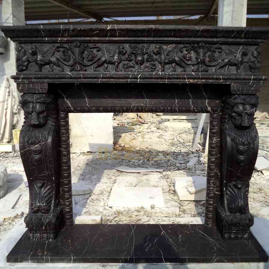 Black Marble Fireplace Mantel Surround Sculptures for Sale DZ-547