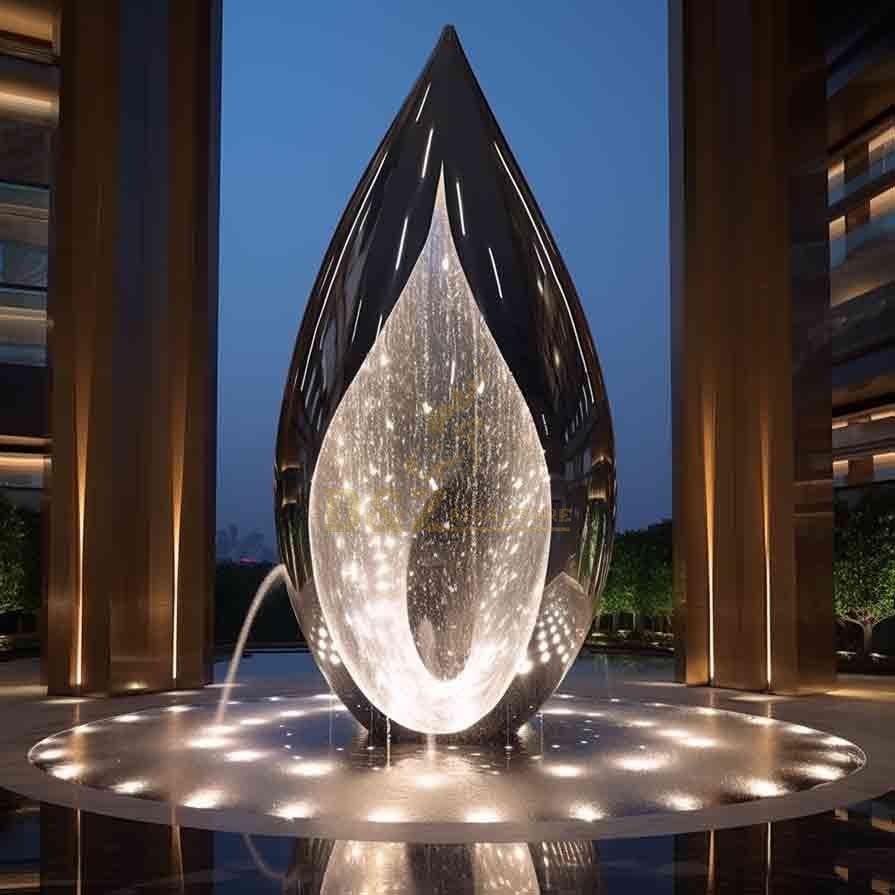 Custom modern large metal water drop shaped fountain sculpture DZ-549