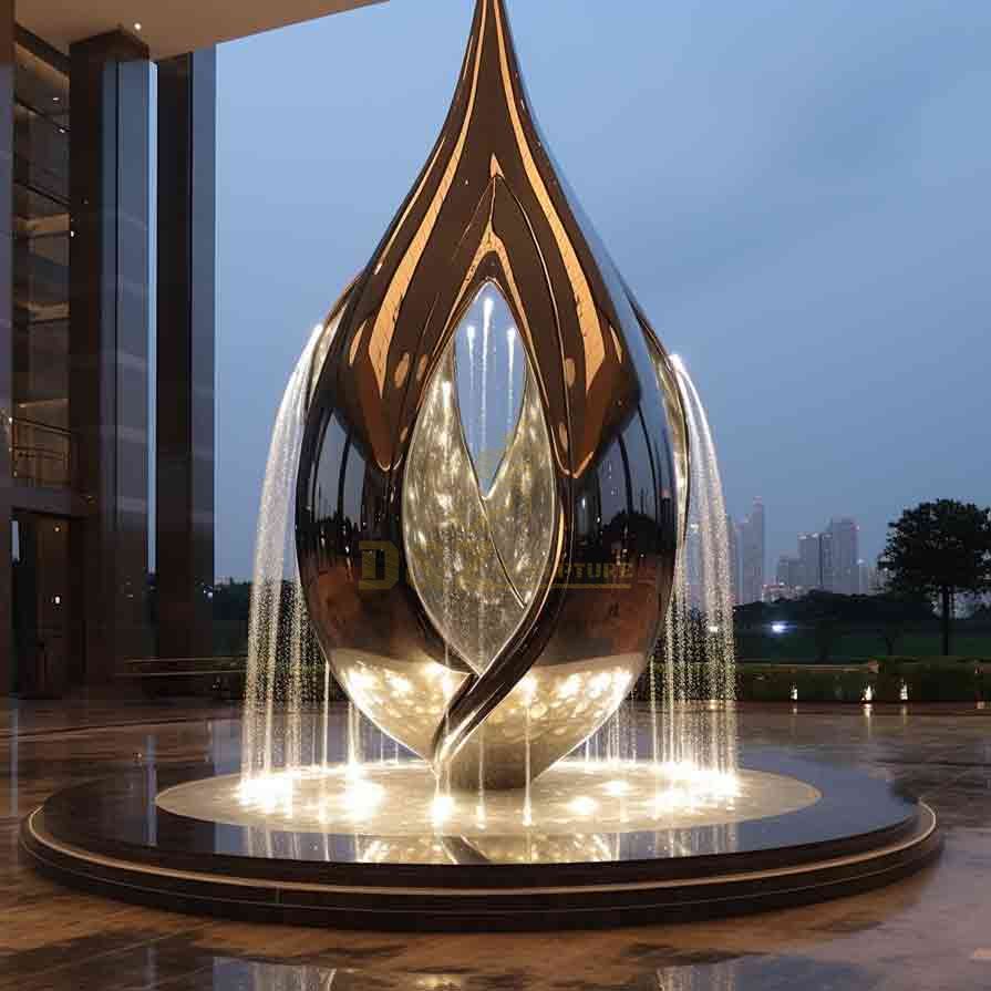 Custom modern large metal water drop shaped fountain sculpture DZ-549