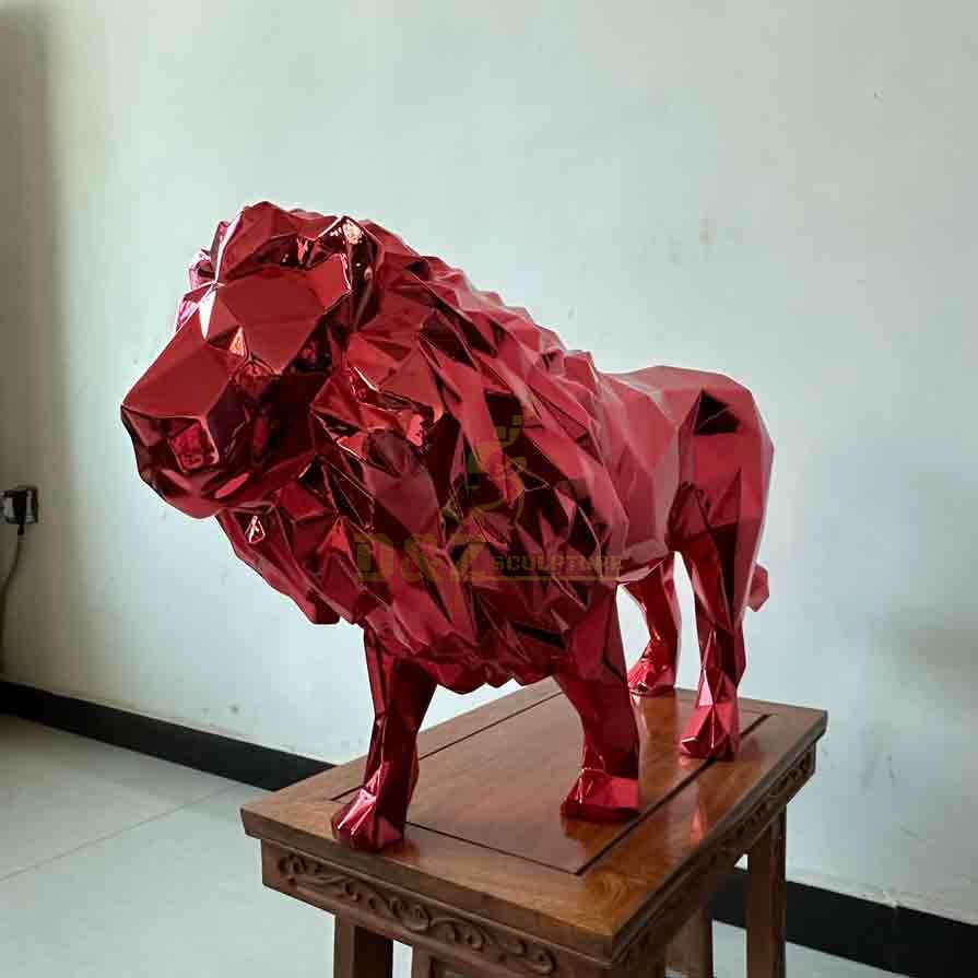 Bulk Custom Red Geometric Metal Cheetah Lion Tiger Sculptures, Hotel Project DZ-550