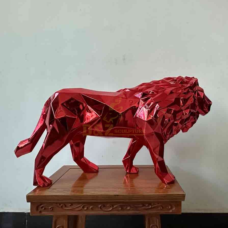 Bulk Custom Red Geometric Metal Cheetah Lion Tiger Sculptures, Hotel Project DZ-550