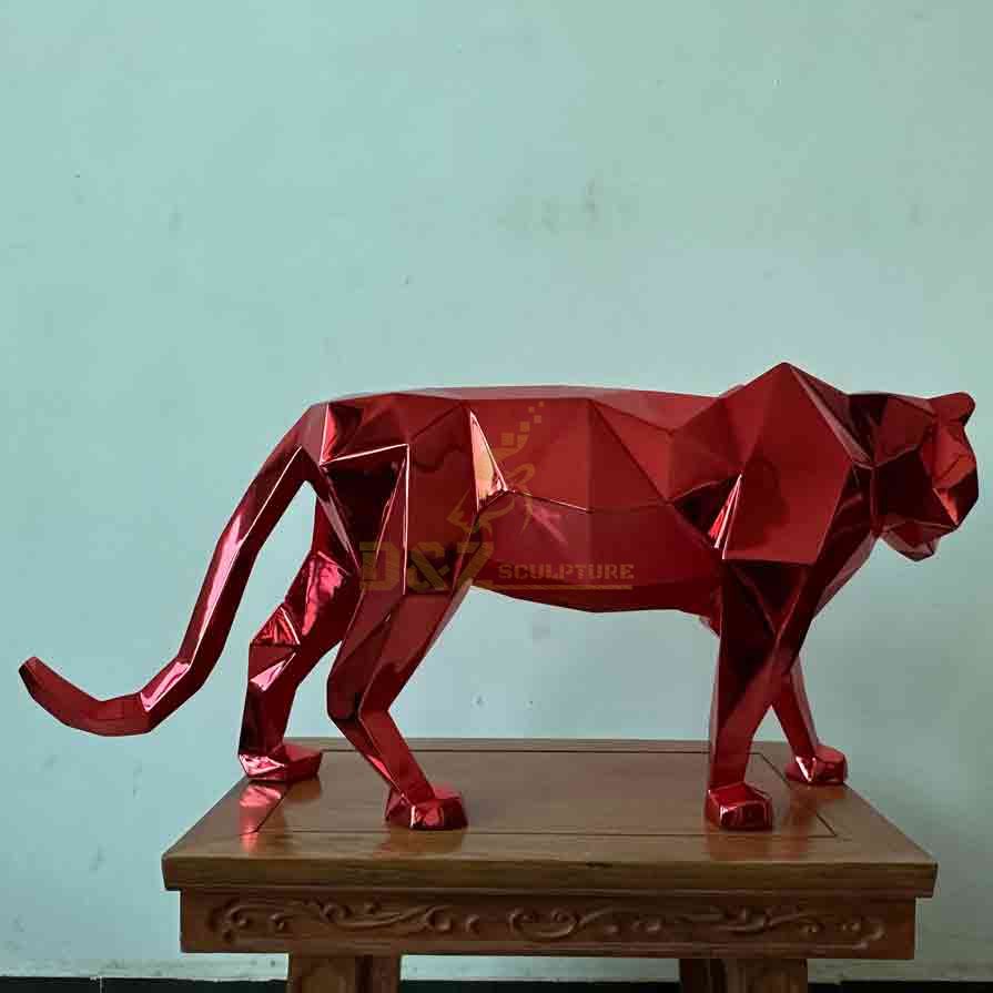 Bulk Custom Red Geometric Metal Cheetah Lion Tiger Sculptures, Hotel Project DZ-550